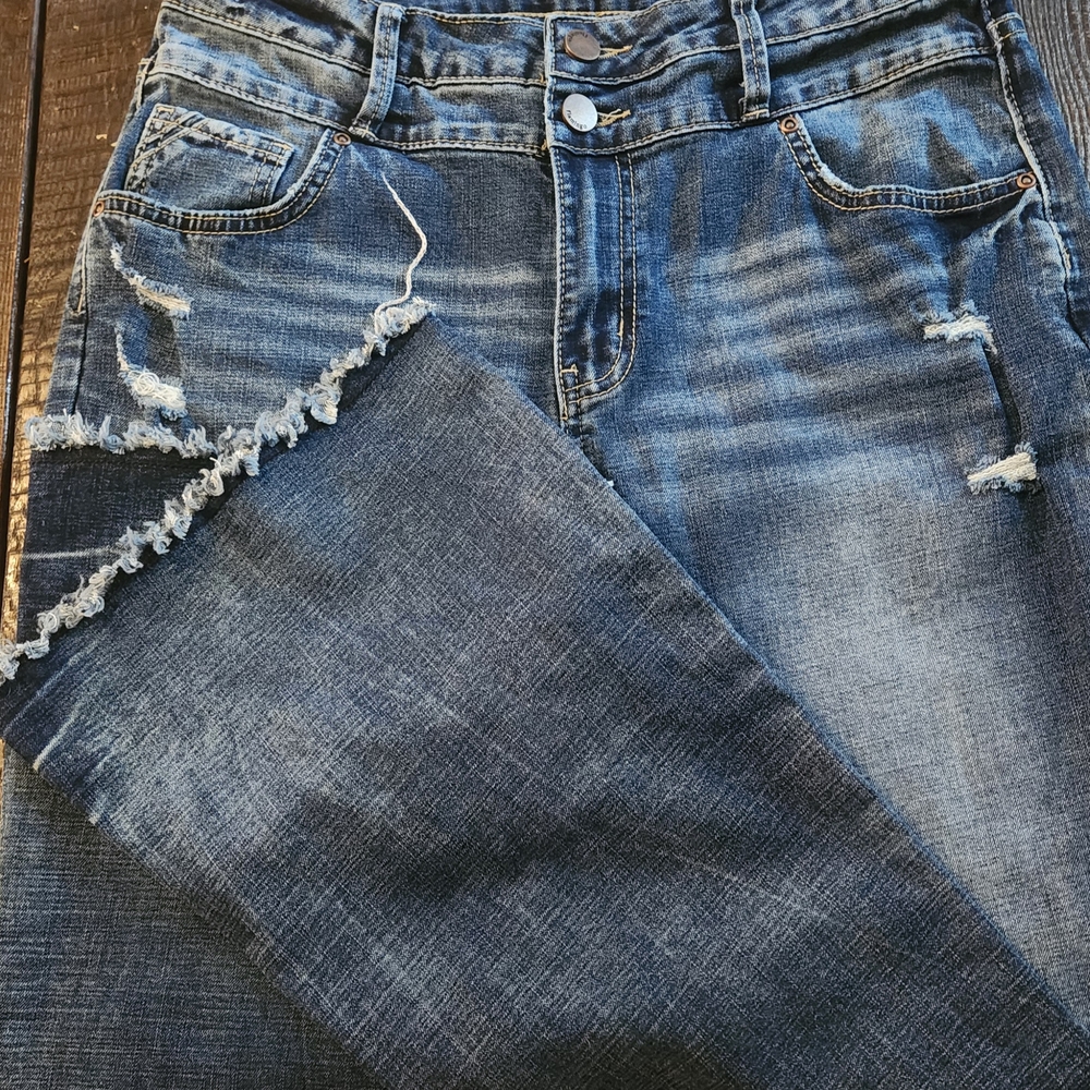 Women's Distressed Blue Jeans - FLAMINGALS